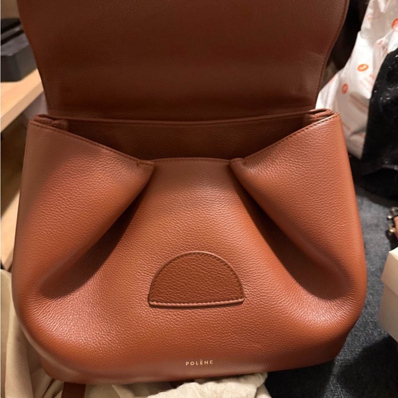 Polene Brown Satchel Luxurious Pebbled Leather - Picture 2 of 7